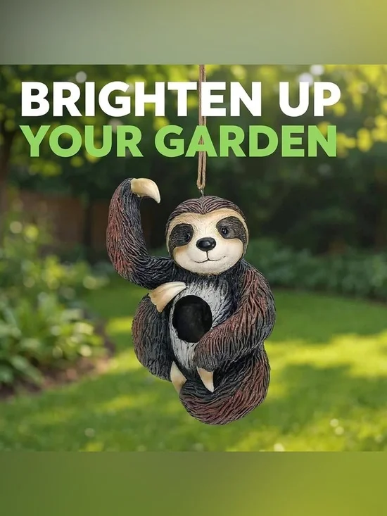 Sloth Hanging Birdhouse - Brown Decorative Outdoor Nest - Picture 2 of 3